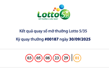 Kết quả xổ số Lotto 5/35 Vietlott trưa 30.9, giải độc đắc hơn 10,9 tỉ đồng
