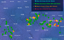 Hoàn lưu bão số 7 trút mưa lớn xuống vùng núi và trung du Bắc bộ