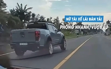 Nữ tài xế lái xe bán tải vượt ẩu, bị CSGT phạt 5 triệu đồng