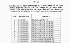 Mã định danh điện tử mới của 34 thuế tỉnh, thành phố và 350 thuế cơ sở