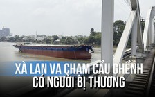 Khoảnh khắc cầu Ghềnh rung lên bần bật khi sà lan va chạm