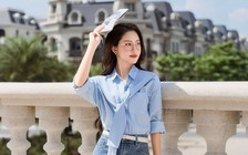 Sức hút tối giản từ những chiếc áo sắc xanh thanh lịch