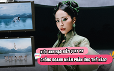 Ca nương Kiều Anh mạo hiểm treo người trên dây, hát giữa hồ sâu 7m