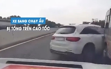 Xe sang Mercedes chuyển làn ẩu, bị đâm xoay ngang trên cao tốc