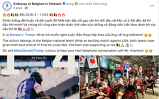 Đội nhà thắng đậm Mỹ, Đại sứ quán Bỉ nhắn nhủ đặc biệt ông Donald Trump