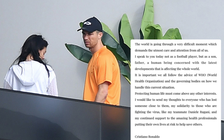 Đang tự cách ly ở Bồ Đào Nha, Cristiano Ronaldo kêu gọi 'đoàn kết chống Covid-19'