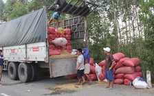 Ngang nhiên bốc dỡ hàng hóa trên xe quá tải, chống đối thanh tra giao thông