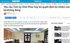 Vĩnh Phúc cần công khai các trường hợp bổ nhiệm trái quy định