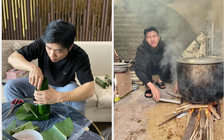 Công Phượng trổ tài làm bánh tét, Văn Hậu thổi lửa nấu bánh chưng