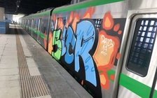 Toa tàu Cát Linh - Hà Đông bị vẽ tranh phun sơn graffiti