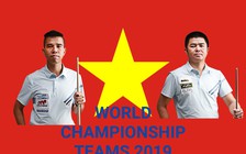 Quyết Chiến và Quốc Nguyện tranh tài ở giải billiards 3 băng đồng đội thế giới