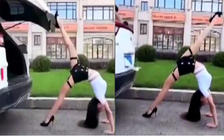 Rộ trào lưu giương cao chân 180 độ để đóng cửa sau ô tô