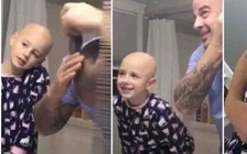 Người ba cạo trọc đầu để giúp con gái tự tin khi bị bệnh