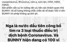 Cư dân mạng quan tâm: Lợi dụng dịch bệnh, rao bán thuốc của Nga chữa được Corona