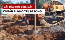 Bắt đầu hút bùn đất ra khỏi ống vách để nhổ trụ bê tông cứu nạn bé Hạo Nam