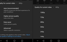 YouTube cho chọn chất lượng video mặc định
