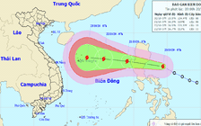 Áp thấp nhiệt đới đã mạnh lên thành bão Saudel