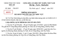 Khẩn: Tây Ninh ra thông báo truy tìm người đến các khu vực P.An Tịnh, TX.Trảng Bàng