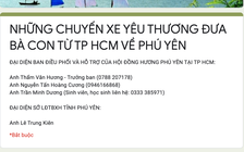 Hội đồng hương Phú Yên mở đăng ký cho người từ TP.HCM muốn về quê miễn phí