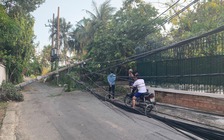 TP.HCM: Xe tải kéo đổ trụ điện gây mất điện diện rộng