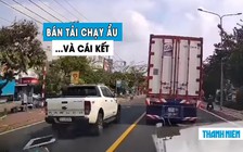 Xe bán tải lấn làn, vượt ẩu và cái kết khiến dân mạng ‘hả hê’