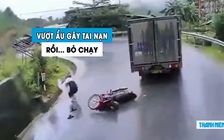 Phẫn nộ tài xế xe tải vượt ẩu gây tai nạn cho xe máy rồi… bỏ chạy