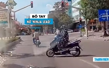 Bó tay ‘nữ ninja’ xe máy bất chấp nguy hiểm, tạt đầu ô tô… để tránh nắng