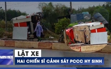 Hiện trường vụ lật xe khiến hai chiến sĩ Cảnh sát PCCC hy sinh