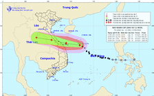 Bão số 5 cách Đà Nẵng 430 km, giật cấp 12