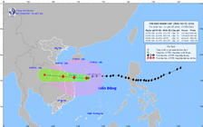 Bão Noru (bão số 4) cách đất liền Đà Nẵng - Quảng Ngãi khoảng 310 km