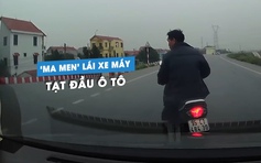 Lái xe máy như say rượu tạt đầu ô tô, người đàn ông suýt gây tai nạn