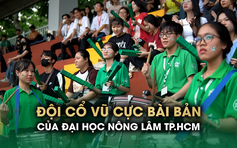Đội cổ vũ cực bài bản của ĐH Nông Lâm TP.HCM trên khán đài TNSV Thaco Cup 2024