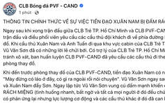 Vụ ẩu đả gây đổ máu: CLB của Xuân Nam lên tiếng rồi… xóa bài, VFF ra án