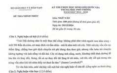 Đề thi học sinh giỏi quốc gia môn ngữ văn: Thiếu sự đột phá