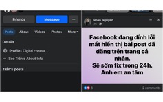 Facebook gặp lỗi hiển thị trên tài khoản