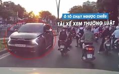 Ô tô con ngang nhiên chạy ngược chiều trên phố: Tài xế cố tình xem thường luật