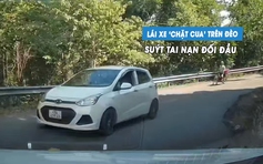 Bức xúc 'xe cóc' Hyundai Grand i10 chặt cua lấn làn trên đèo, suýt gây tai nạn