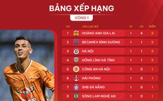 Bảng xếp hạng V-League mới nhất: HAGL bay cao cùng tài năng sinh năm 2008, Nam Định áp chót