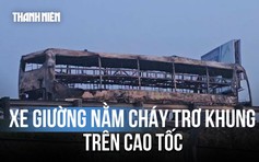 Xe giường nằm bốc cháy trơ khung trên cao tốc TP.HCM - Trung Lương