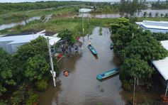 Khu tái định cư Cà Mau ngập sâu, dân dùng xuồng đi lại