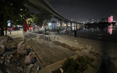 Hà Nội: Đường đi bộ hồ Đống Đa bị đục nham nhở khi vừa được chỉnh trang