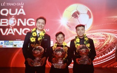 Hoàng Đức lập hat-trick Quả bóng vàng Việt Nam, Bích Thùy lần đầu nhận Quả bóng vàng nữ