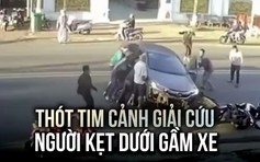 Thót tim: Người dân hợp sức nâng ô tô, giải cứu người kẹt dưới gầm xe