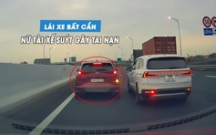 Đi nhầm đường, nữ tài xế phanh gấp trên cao tốc suýt gây tai nạn liên hoàn