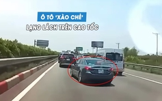 Ô tô con lạng lách, gây nguy hiểm trên cao tốc