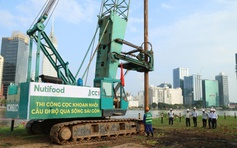 Chính thức khoan mũi cọc đầu tiên cầu đi bộ ngàn tỉ vượt sông Sài Gòn