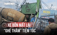 Xe bồn mất lái lao vào tiệm tóc, chủ tiệm thoát nạn vì đang nấu ăn