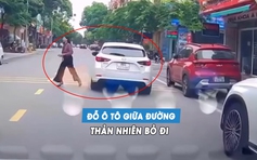Ngang nhiên đỗ ô tô giữa đường rồi bỏ đi, nữ tài xế gây phẫn nộ