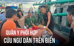 Chiến sĩ quân y cấp cứu 1 ngư dân qua thiết bị đàm thoại