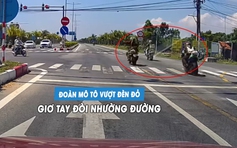 Đoàn xe phân khối lớn phóng như bay vượt đèn đỏ, giơ tay yêu cầu nhường đường